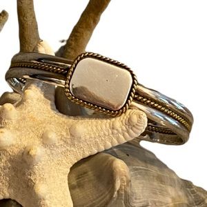 Engravable Bangle Bracelet, Sterling Silver with Gold-Tone Twine Embellishment